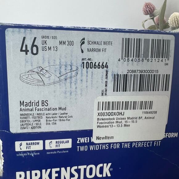 Birkenstock Madrid BS Birko Flur Sandal Animal Fascination Mud Men 13/EU 46 NWB